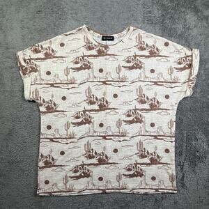 Merigold Kiss Desert Scape Art Tee Shirt Relaxed Fit XL Knit Short Sleeve